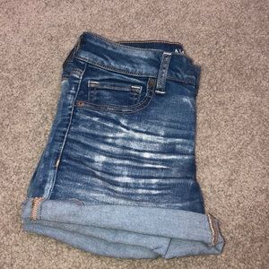 american eagle midi blue jean shorts